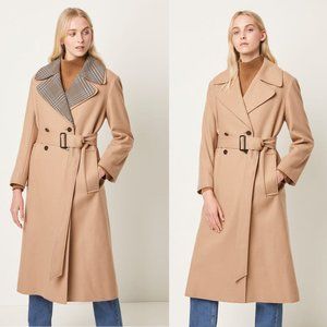 NWT French Connection Carmelita Platform Felt Check Coat _ 8